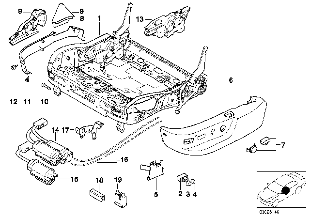 2002 BMW 540i Drive, Seat Depth Ajustment Diagram for 67318352196