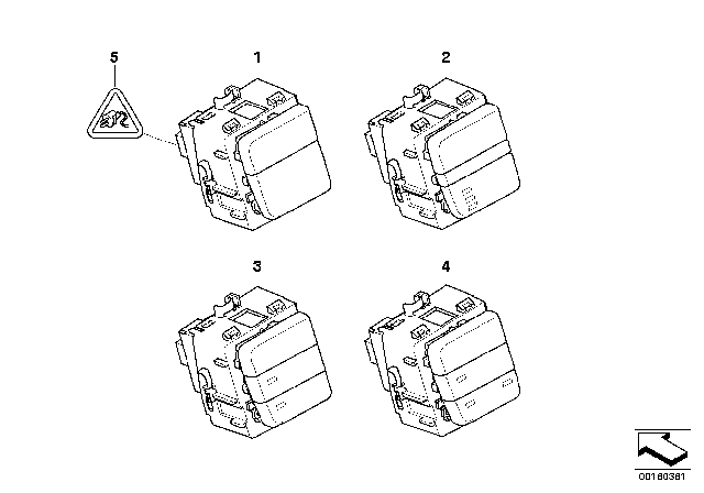 2008 BMW 535xi Switch Cluster, Centre Console Diagram 1