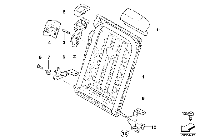 2013 BMW X5 M Seat, Rear, Seat Frame Diagram 2