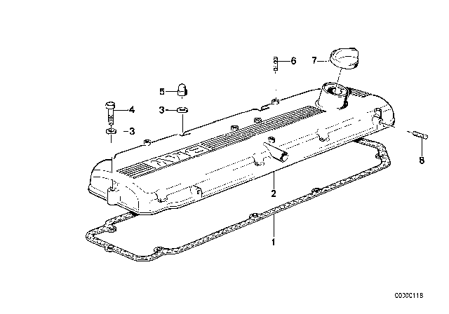 1988 BMW 635CSi Cylinder Head Cover Diagram 2