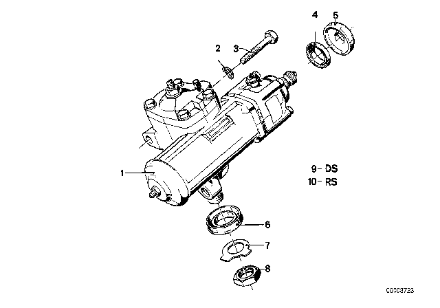 1978 BMW 733i Exchange Hydro Steering Gear Diagram for 32131123474