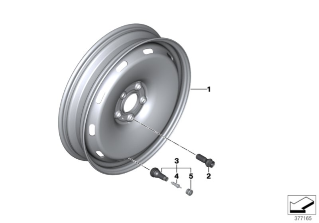 2020 BMW X1 Compact Spare Wheel, Steel, Black Diagram for 36116851507