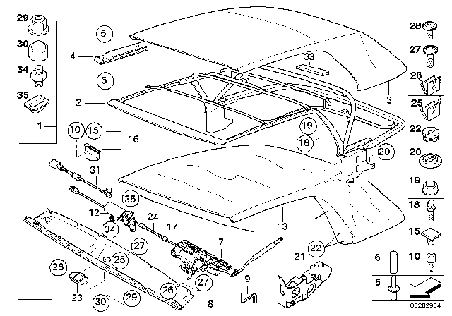 2001 BMW 330Ci Ball Pin, Top Diagram for 54348268982