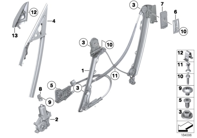 2012 BMW Z4 Door Window Lifting Mechanism Diagram 1