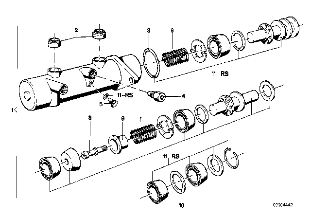 1981 BMW 320i Brake Master Cylinder Repair Kit Diagram for 34311156133