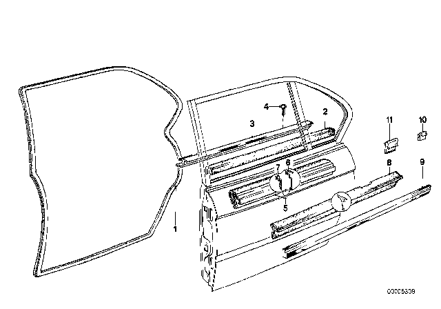 1977 BMW 530i Chest Strip, Right Rear Diagram for 51221809694
