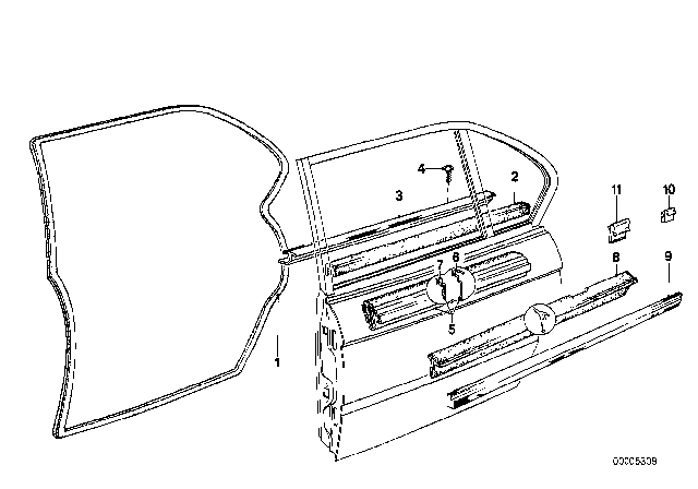 1976 BMW 530i Door Weatherstrip Diagram 3