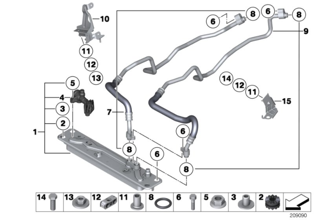 2010 BMW X6 Oil Cooling Pipe Outlet Diagram for 17227591229