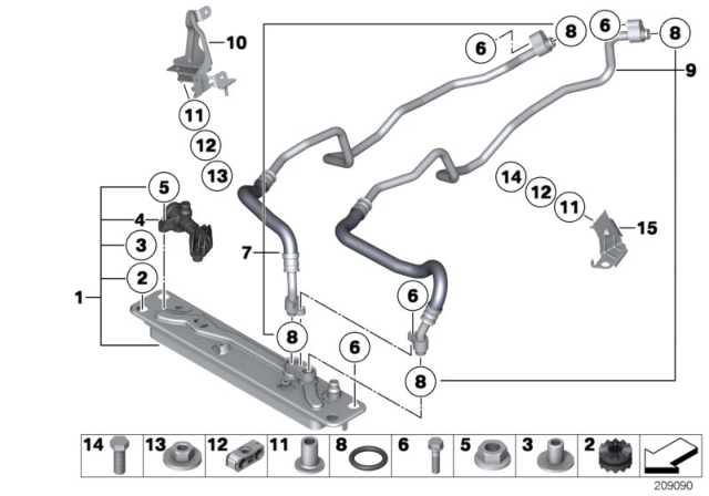 2010 BMW X6 Oil Cooling Pipe Inlet Diagram for 17227591228