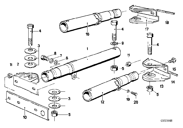 1980 BMW 633CSi Shock Absorber Rear Center Diagram for 51121861022