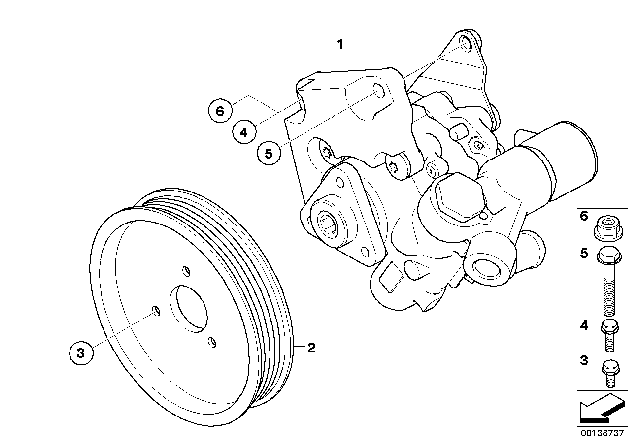 2004 BMW 645Ci Power Steering Pump Diagram 1