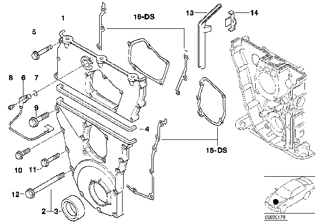 1991 BMW 318is Timing Case Diagram 2