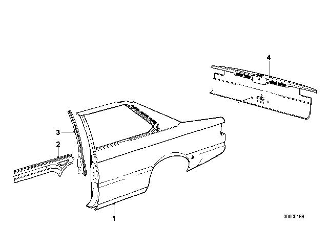 1978 BMW 320i Side Panel / Tail Trim Diagram