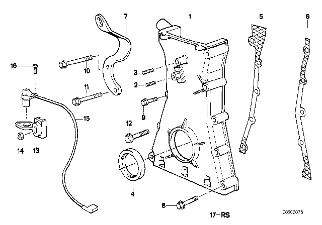 1991 BMW M5 Timing Case Cover, Bottom Diagram for 11141312780