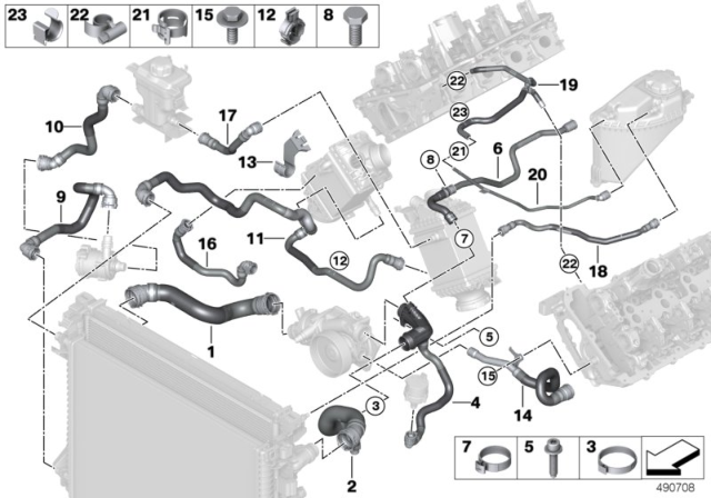 2020 BMW X5 Coolant Line, Heat Exchanger-Pump Diagram for 11538602265