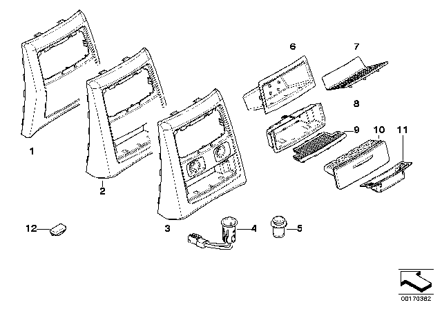 2008 BMW 328xi Mounting Parts, Centre Console, Rear Diagram