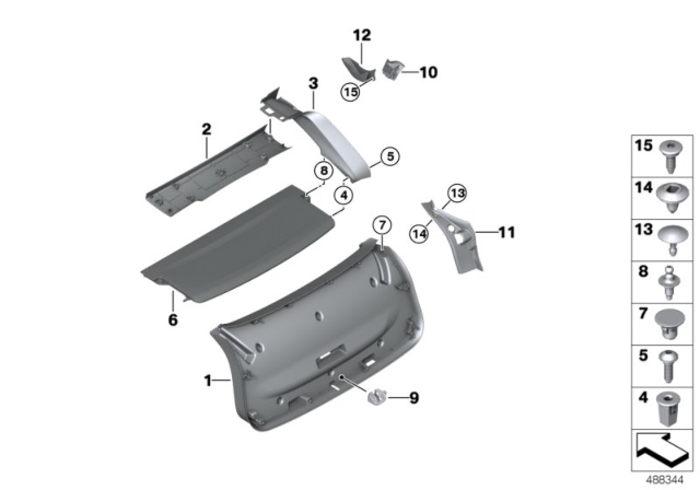 2019 BMW X4 Trim Panel, Hinge, Tailgate, Left Diagram for 51497424421