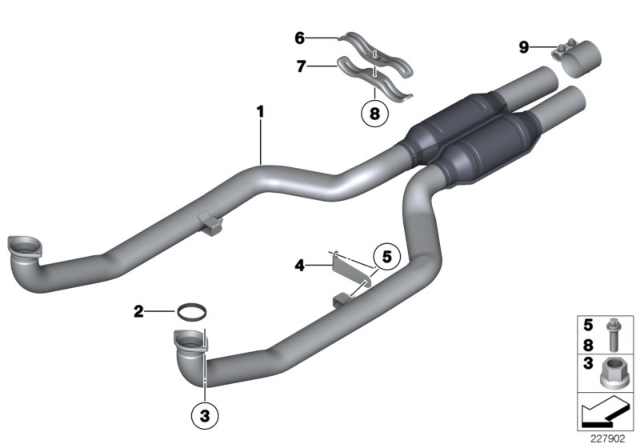 2011 BMW 750i Front Silencer, Right Diagram for 18307646946