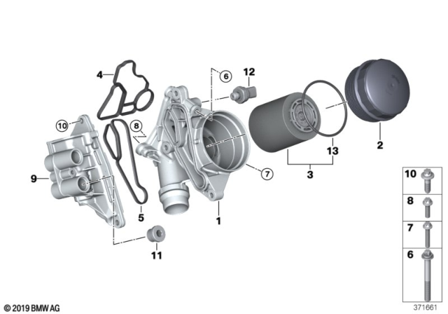 2016 BMW M4 Oil Filter Unit, Aluminium Diagram for 11428642289