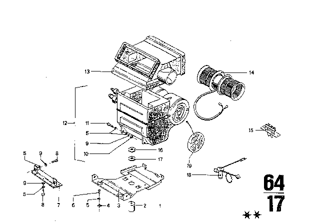 1970 BMW 2500 Blower Unit Diagram for 64511356015
