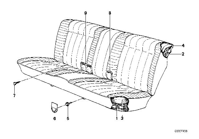 1977 BMW 320i Seat Spring Frame / Frame Pad Rear Diagram