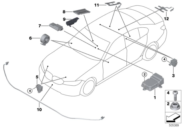 2019 BMW 330i Electric Parts, Airbag Diagram