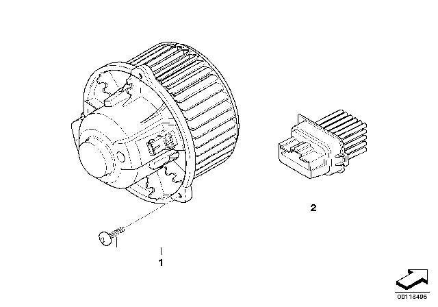 2008 BMW Z4 M Blower Unit / Mounting Parts Diagram