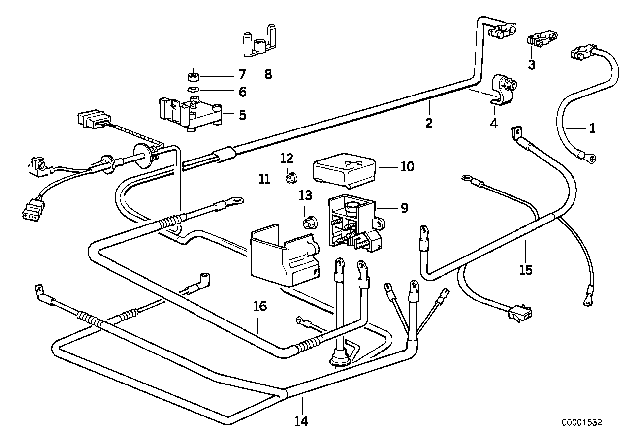 1995 BMW 540i Cable Alternator-Starter-Base B Diagram for 12421702362