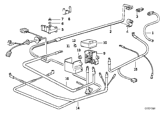 1995 BMW 540i Battery Cable (Plus Pole) Ads+Egs Diagram for 12421737583