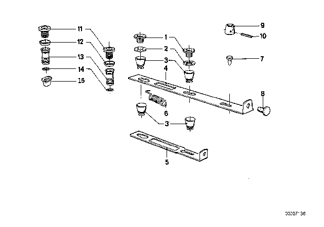 1980 BMW 733i Headrest Support Diagram