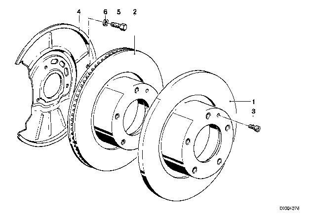 1990 BMW 325i Front Brake / Brake Disc Diagram