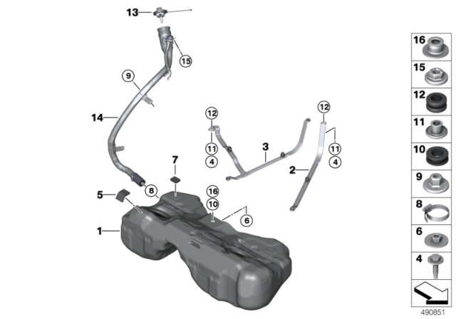 2018 BMW X3 Tension Strap Right Diagram for 16117404150