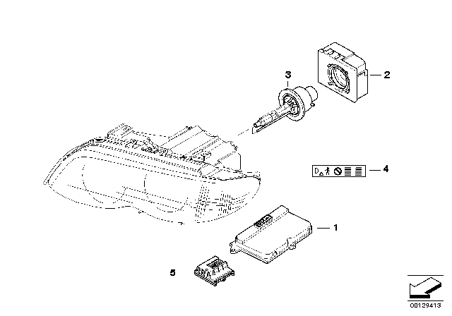 2004 BMW X5 Headlight, Electronic Parts, Xenon Light Diagram