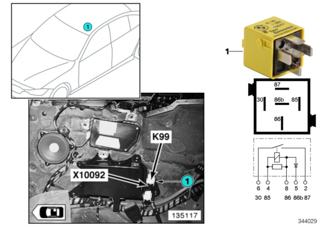 2001 BMW M3 Relay, Heated Rear Window Diagram 3