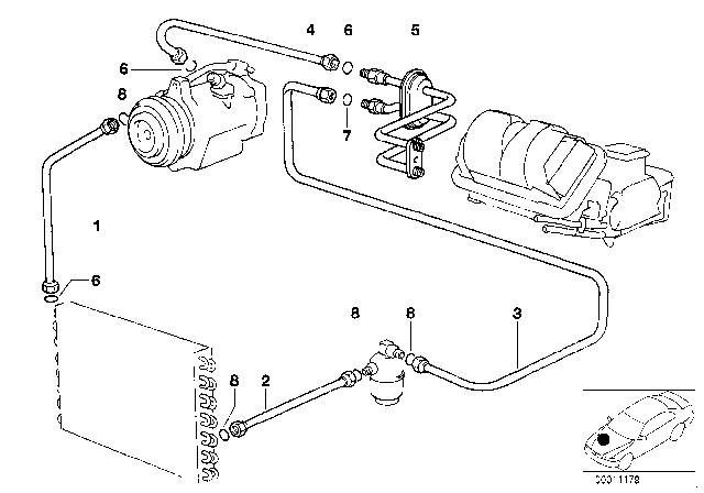 1996 BMW 840Ci Pressure Hose, Compressor-Condenser Diagram for 64538391218