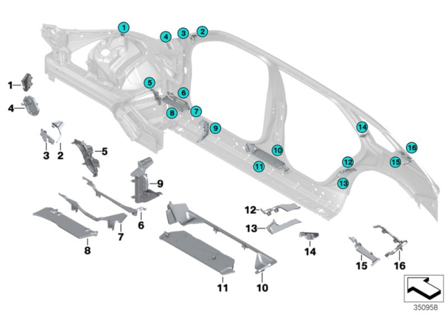 2017 BMW X5 M Cavity Shielding, Side Frame Diagram