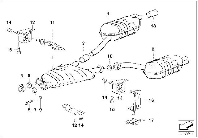 1993 BMW 850Ci Exhaust System Diagram