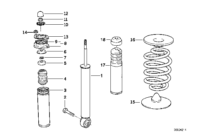 1993 BMW 325i Single Components For Rear Spring Strut Diagram
