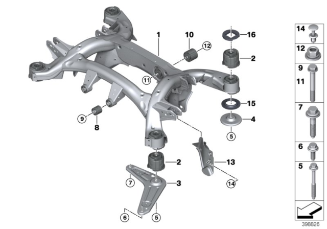 2016 BMW X5 M Rear Axle Carrier Diagram for 33307850155
