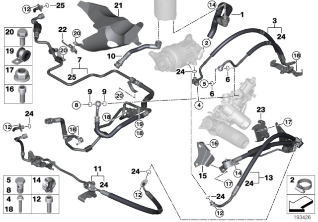 2008 BMW X6 Power Steering, Fluid Lines / Adaptive Drive Diagram 1
