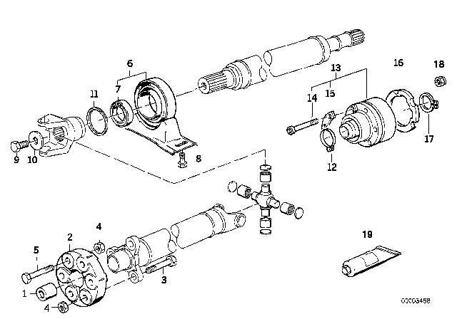 1996 BMW 850Ci Drive Shaft-Center Bearing-Constant Velocity Joint Diagram