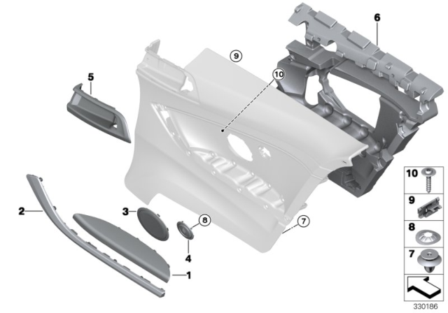 2016 BMW 428i xDrive Mounting Parts, Side Trim Panel, Rear Diagram