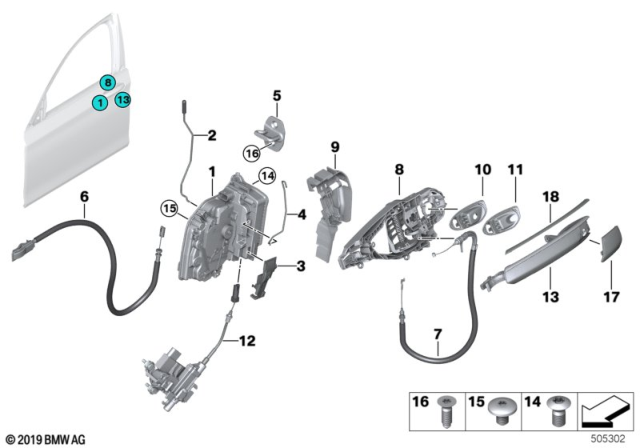 2020 BMW 745e xDrive Locking System, Door Diagram 1