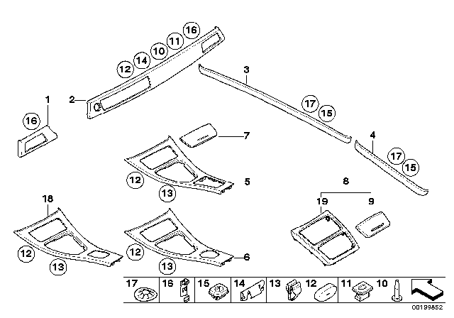 2013 BMW 328i Interior Strips Diagram