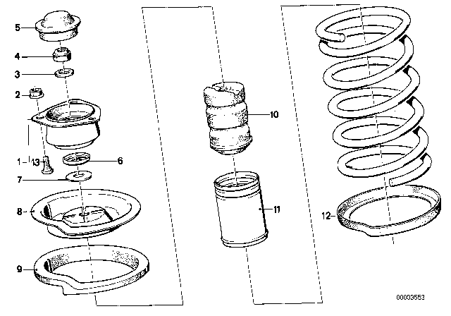 1985 BMW 524td Guide Support / Spring Pad / Attaching Parts Diagram 2