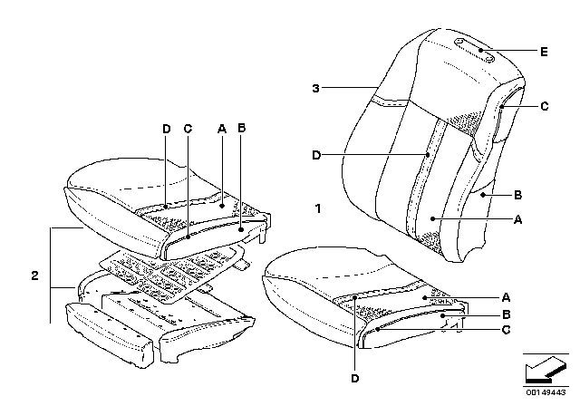 2002 BMW 745Li Individual Cover, Klima-Leather Comfort Seat Diagram