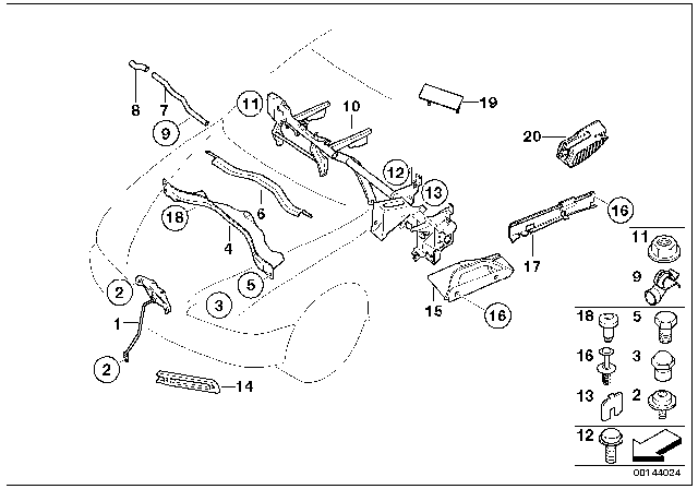 2005 BMW 745i Various Body Parts Diagram 1