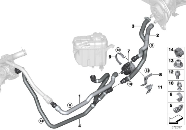 2016 BMW M4 Coolant Hoses / Electrical Coolant Pump Diagram