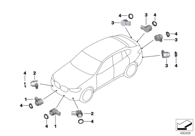 2019 BMW X4 Park Distance Control (PDC) Diagram 2