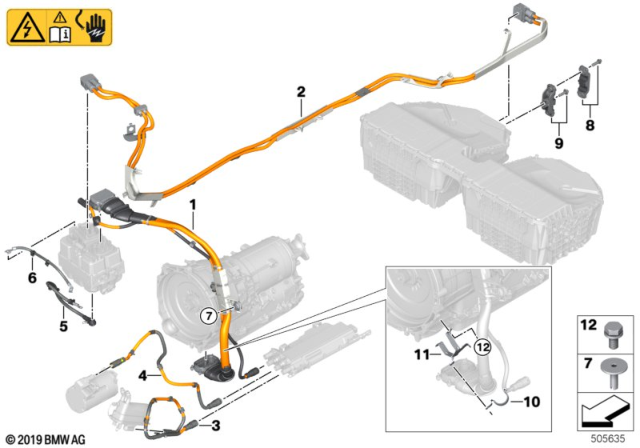 2020 BMW 530e High-Voltage Cable Set, Edh Diagram for 61126823582